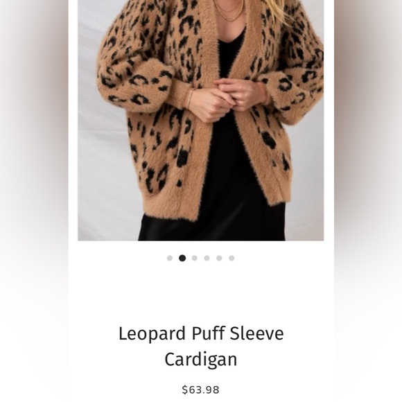 Leopard Print Puff Sleeve Cardigan - Picture 4 of 6